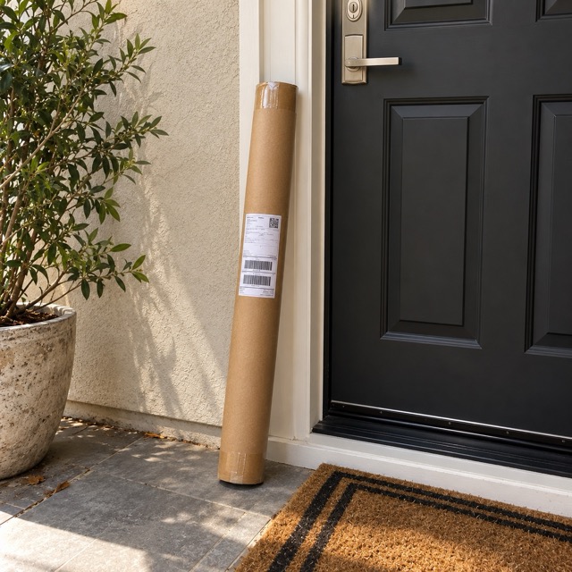 Portrait packaged in a protective tube at the recipient’s doorstep